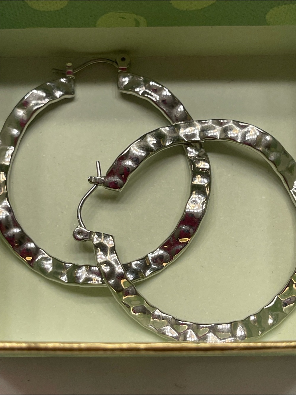 Lia Sophia Hammered Silver Hoop Earrings - Picture 3 of 6